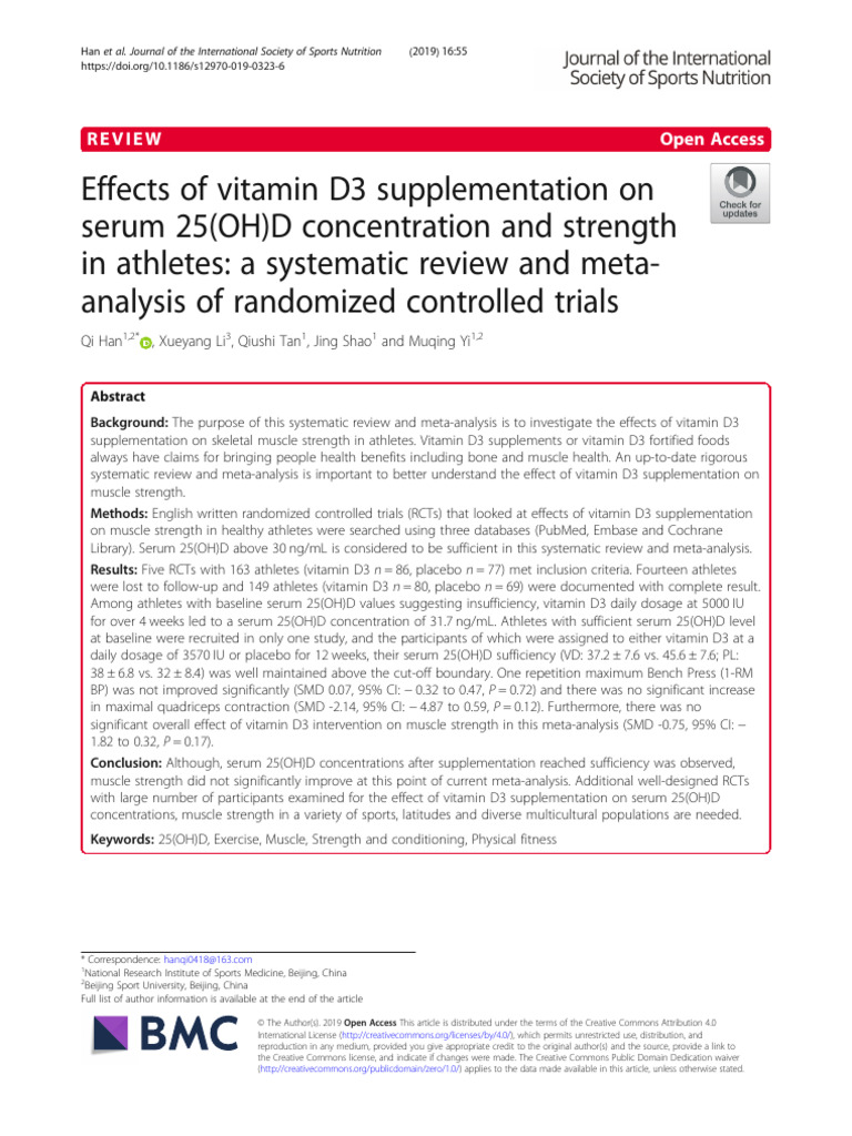 Vitamin D3 and Muscle Strength in Athletes | PDF | Vitamin D | Meta ...