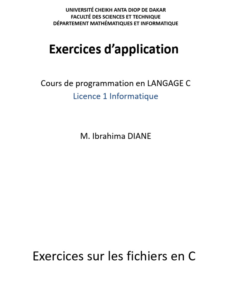 Exercices sur les fichiers en C | PDF | Fichier texte | Fichier ...