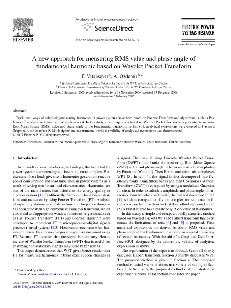 A New Approach For Measuring RMS Value | PDF | Wavelet | Root Mean Square