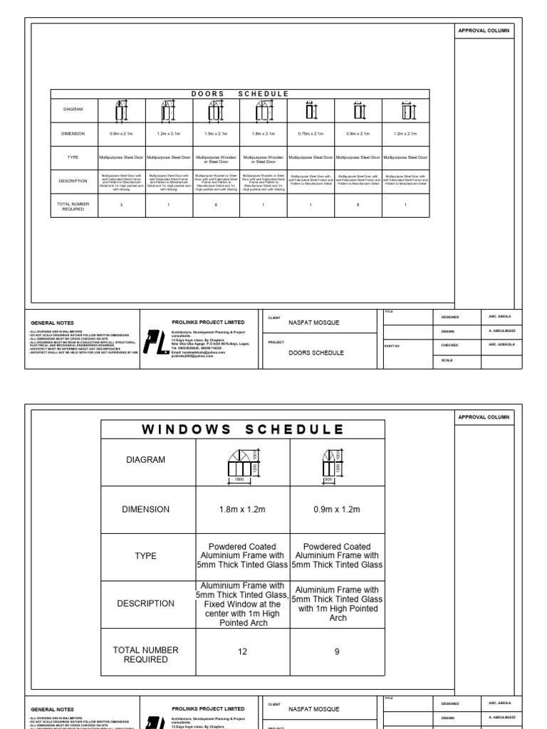 Doors and Windows Schedule for NASFAT | PDF | Door | Architectural Design