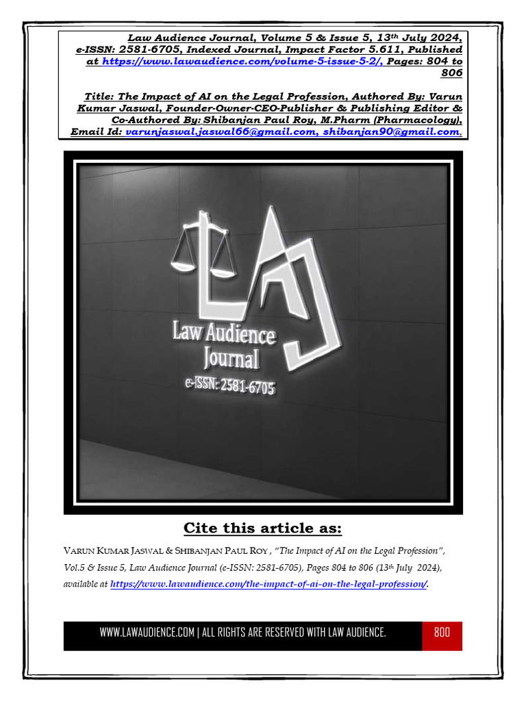 The Impact of AI On The Legal Profession | PDF | Artificial ...