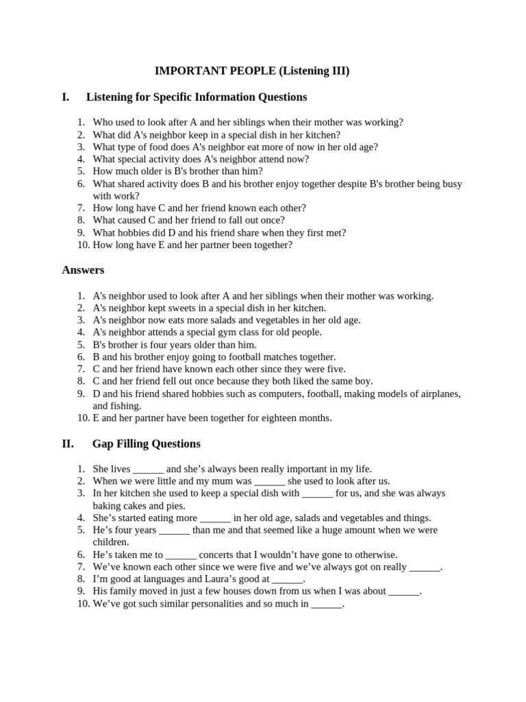 Listening Iii Exercise With Answer Pdf Foods Cuisine