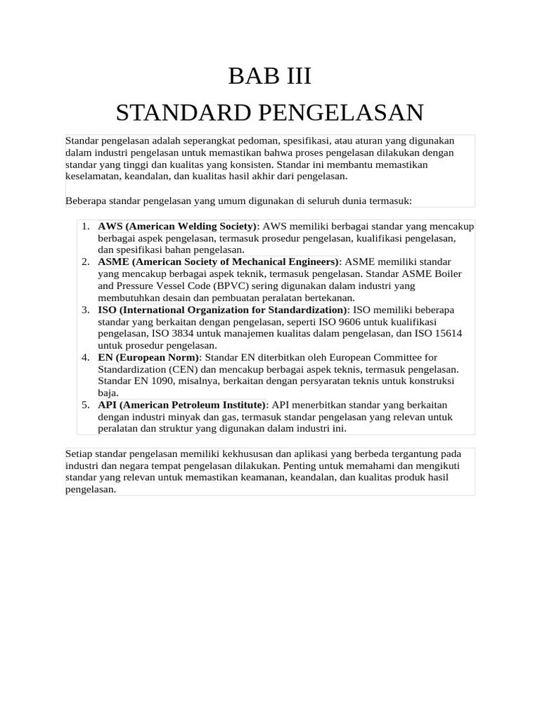 Standar Pengelasan dan Aplikasinya | PDF