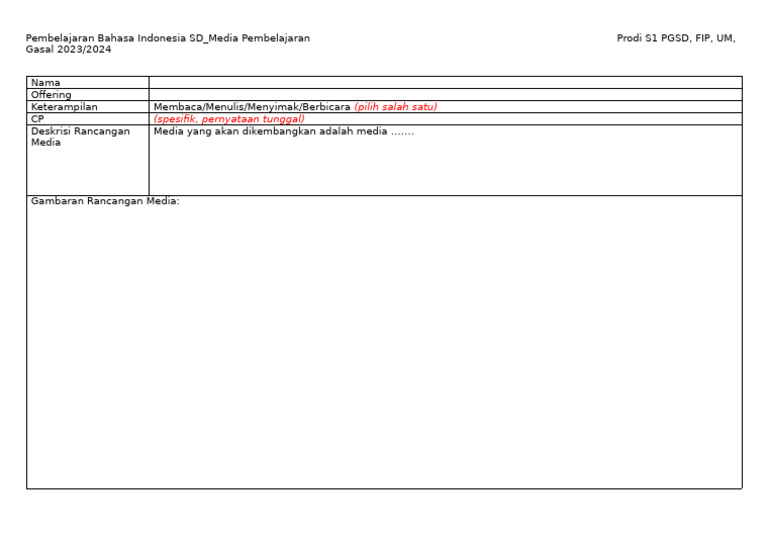 Format Rancangan Media | PDF