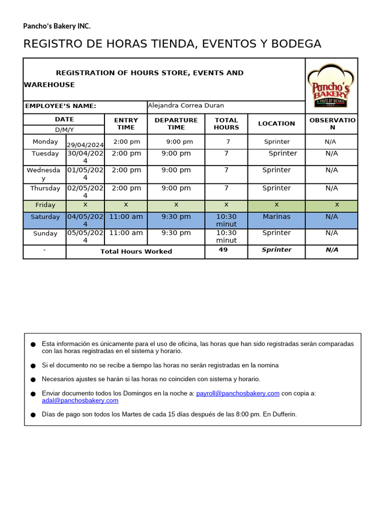Registration of Hours | PDF
