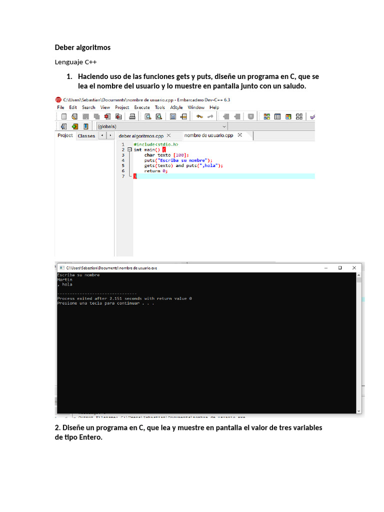 Deber algoritmos c++ | PDF