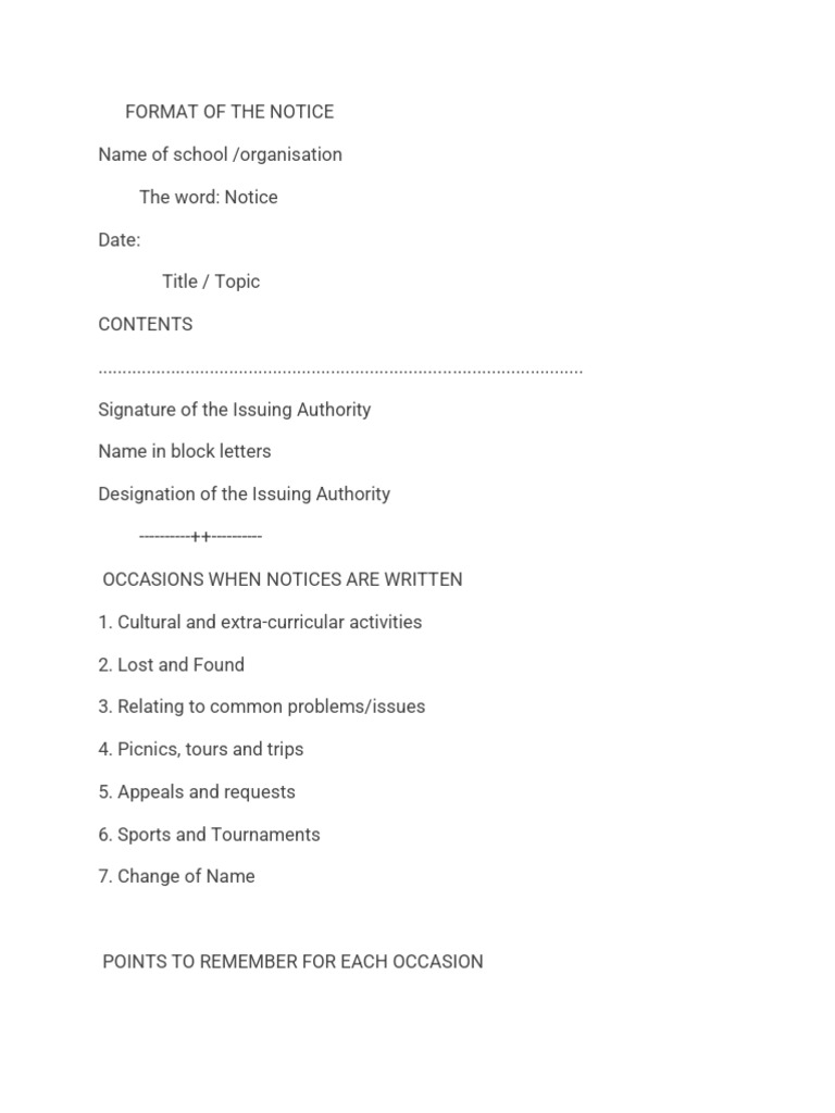 Notice Writing | PDF