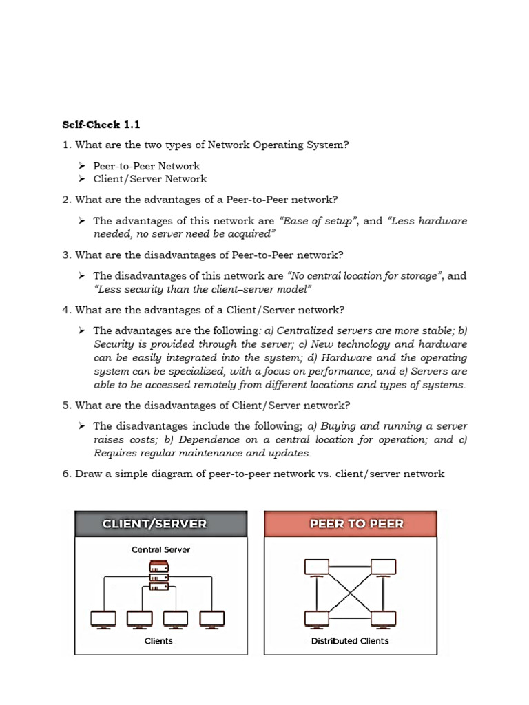 Peer-to-Peer vs Client/Server Networks | PDF