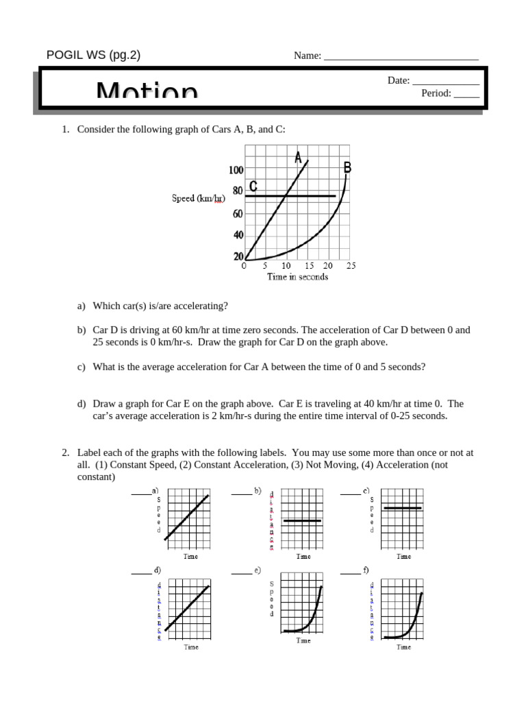 Pogil - Motion Graphs Pg2only | PDF