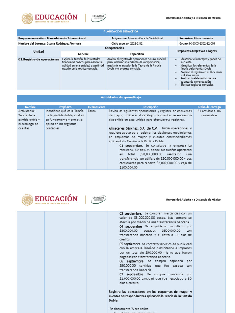 Planeación Didáctica U02 | PDF | Contabilidad | México
