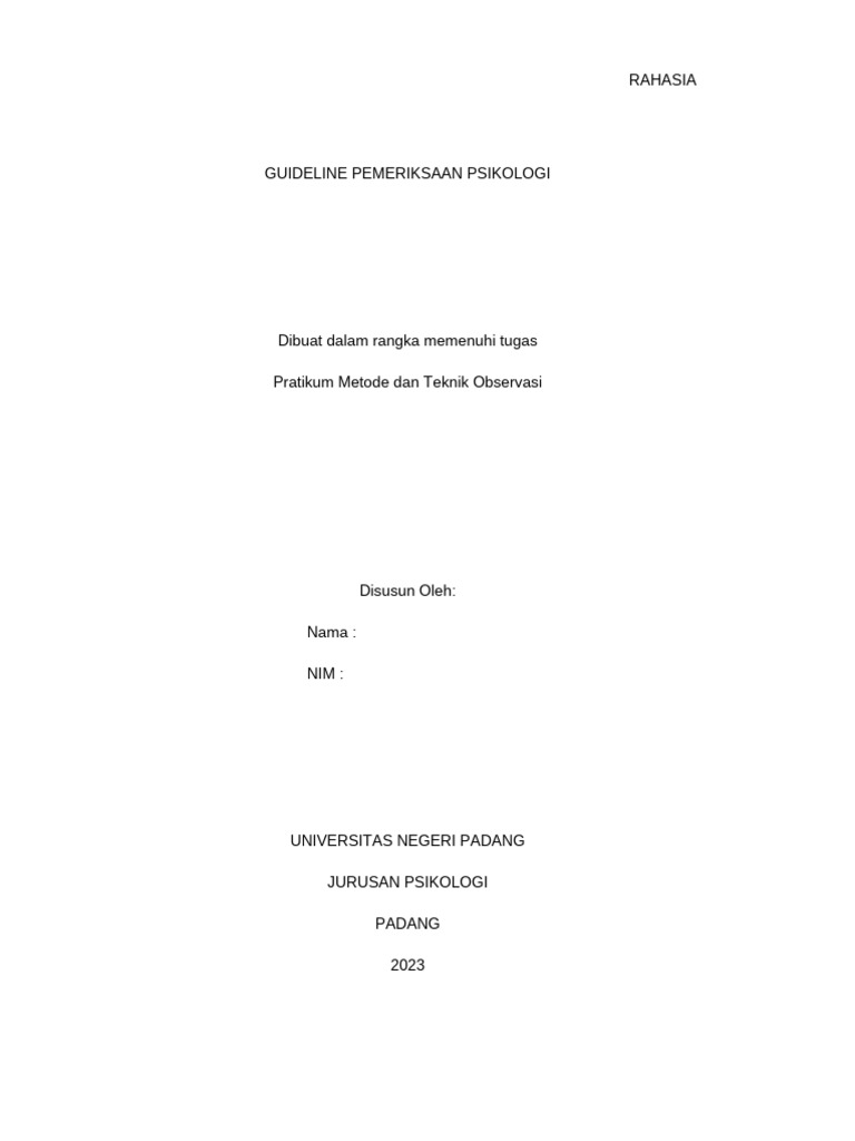Laporan Pemeriksaan Psikologi 2023 | PDF