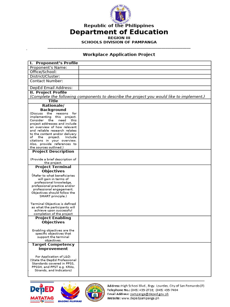 EDUCATION WORKPLACE APPLICATION PROJECT Template Latest | PDF ...