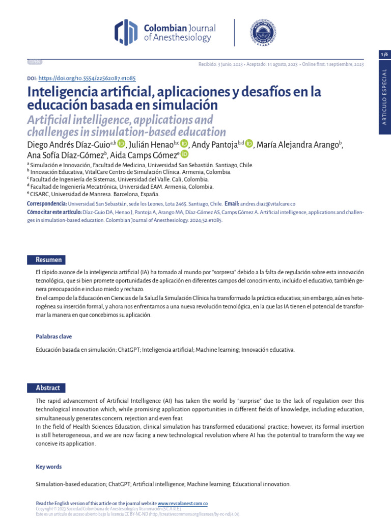 Inteligencia Artificial, Aplicaciones y Desafíos en La Educación | PDF ...