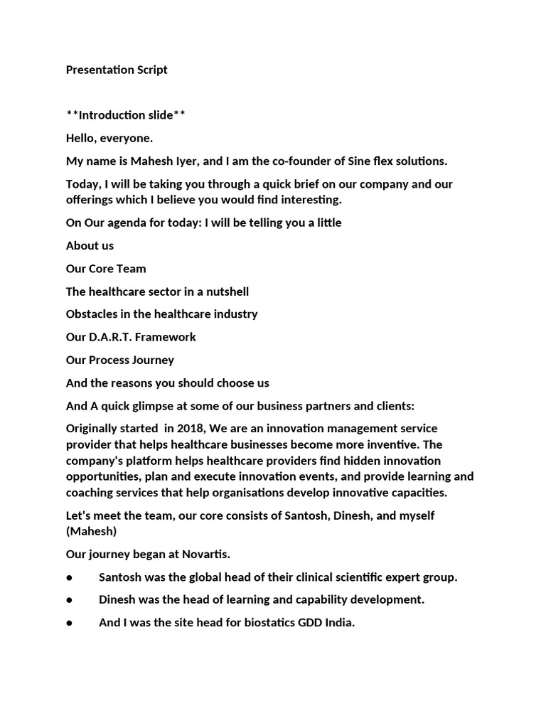Presentation Script Sineflex - Updated | PDF | Pharmaceutical Industry ...
