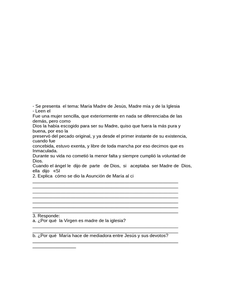 María: Madre de Jesús y de la Iglesia | PDF