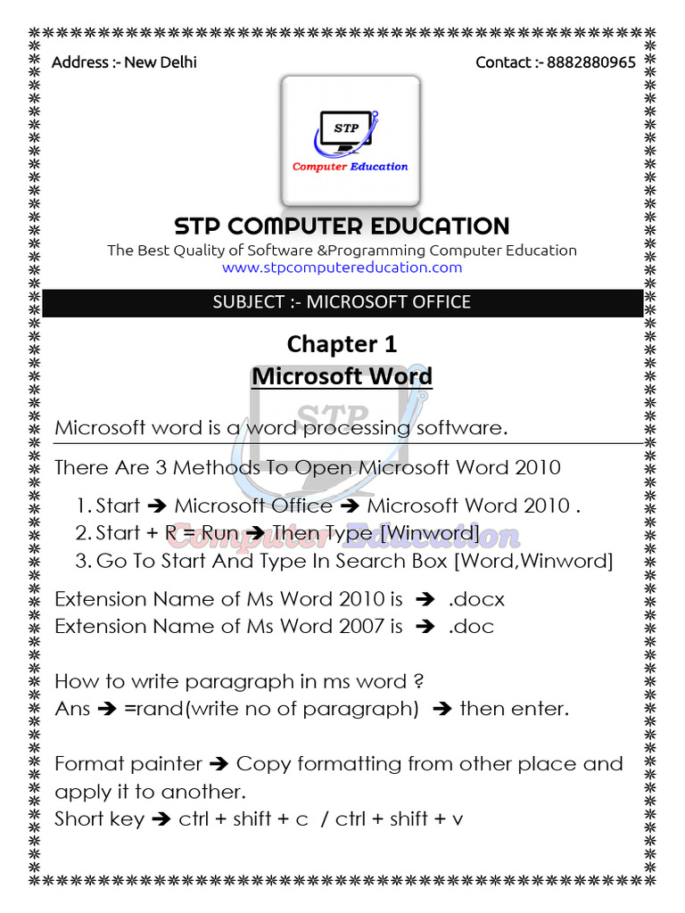Microsoft Word Basics and Shortcuts | PDF