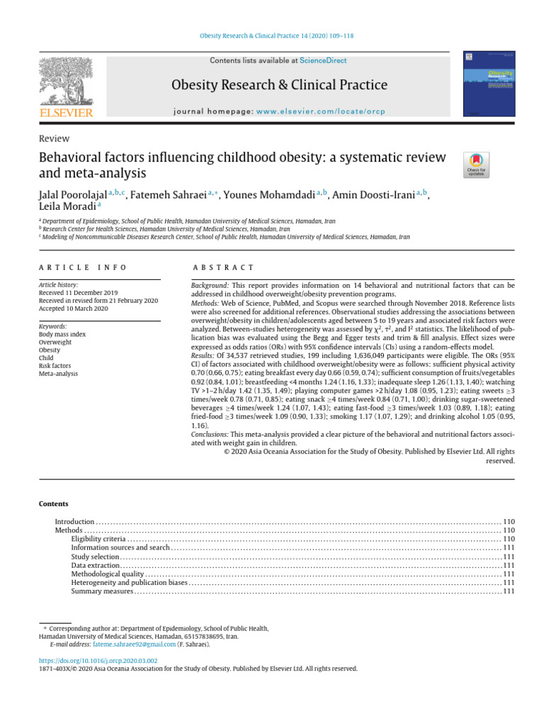Behavioral Factors in Childhood Obesity | PDF | Obesity | Body Mass Index