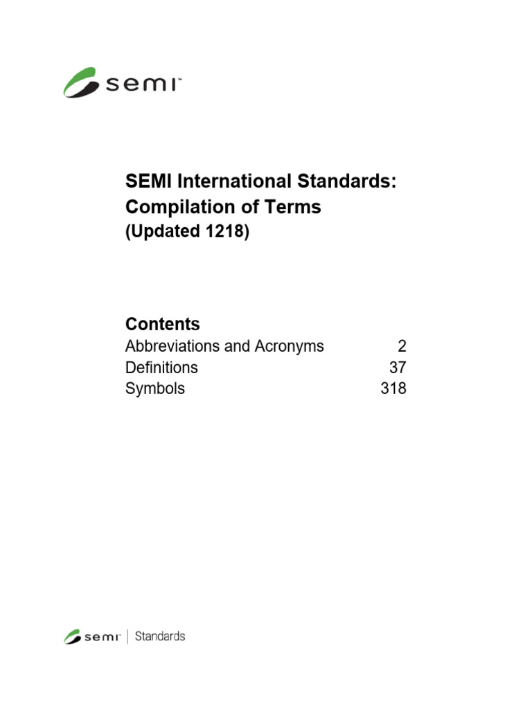 SEMI International Standards Terms Guide | PDF | Energy Dispersive X ...