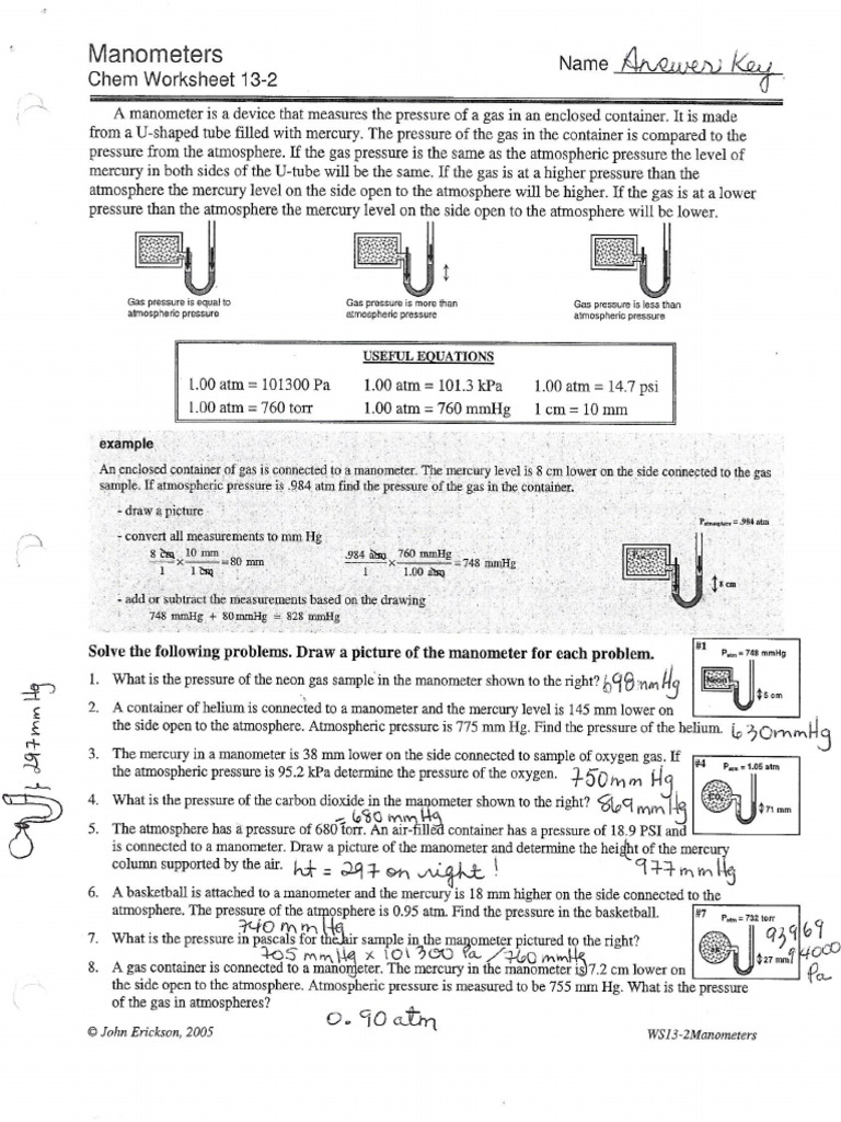 Answers Manometers | PDF