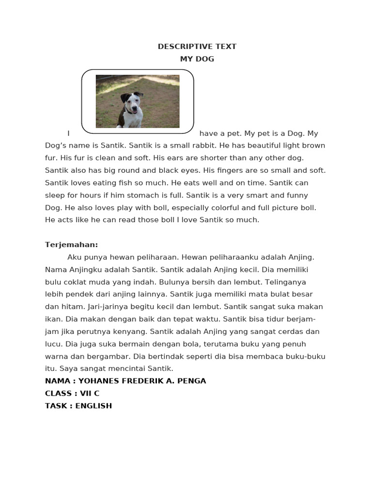 Descriptive Text My Dog | PDF