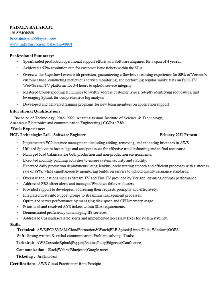 Software Engineer with AWS Expertise | PDF | Computing | Software