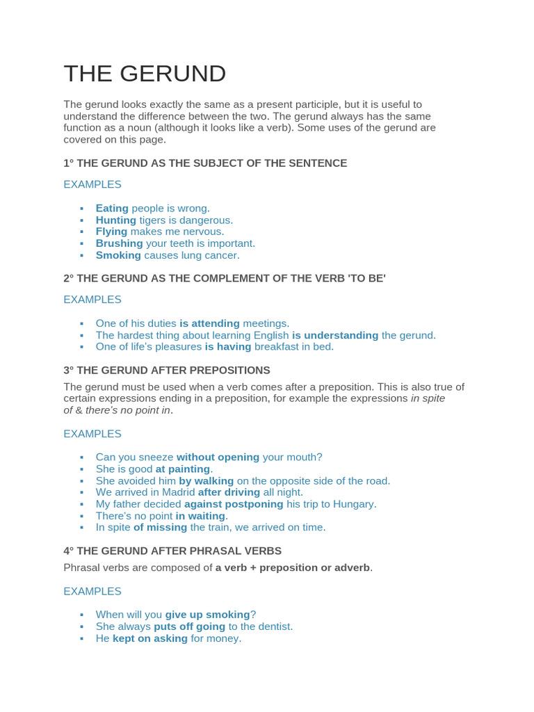 the-gerund_104907 | PDF | Verb | Preposition And Postposition