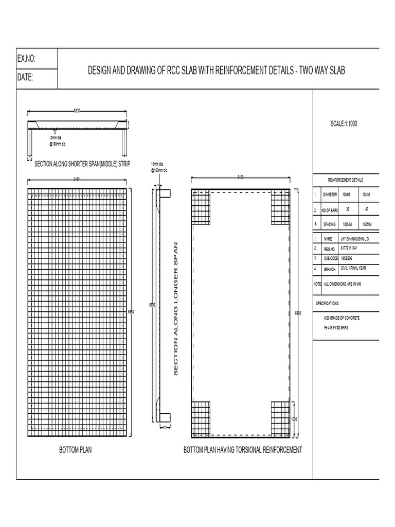 RCC Slab Design with Reinforcement Details | PDF | Materials | Building ...