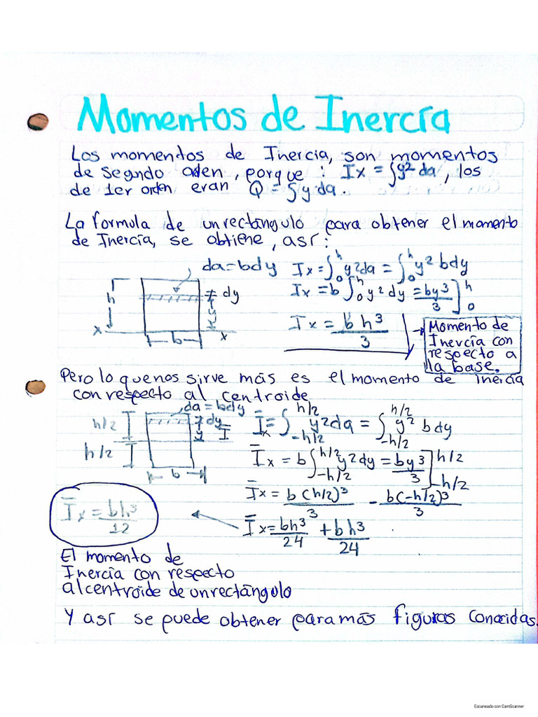 Resumen Y ejercicios de Momentos de Inercia y Momentos de Inercia ...