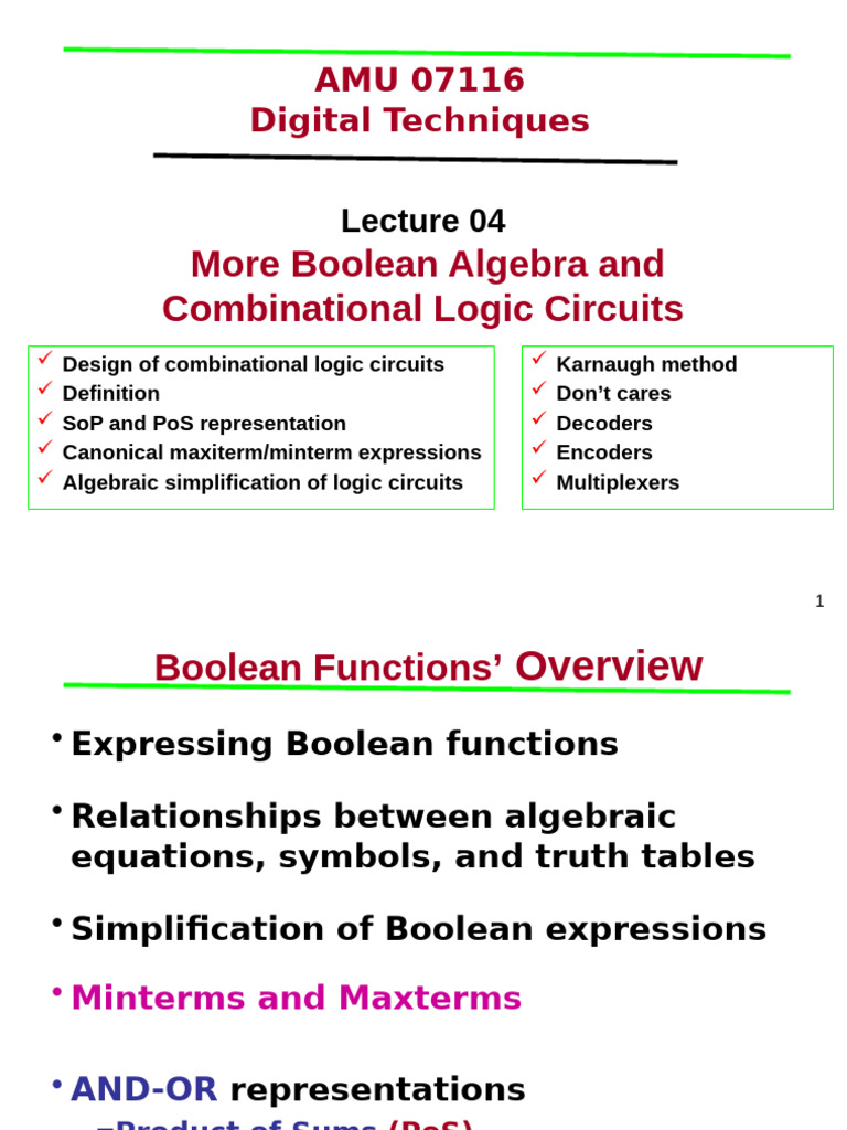 Amu 07116 Digital Techiniques 4 | PDF | Mathematics | Theoretical ...