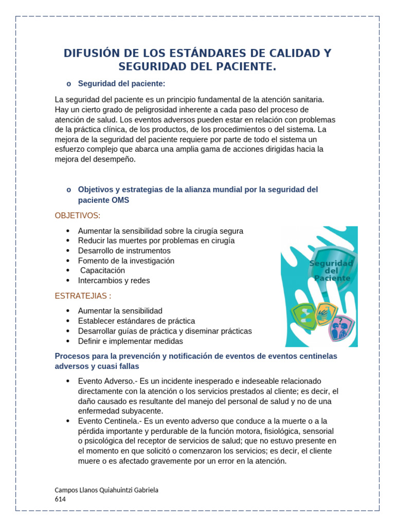 Mejora de la Seguridad del Paciente | PDF | Seguridad del paciente ...