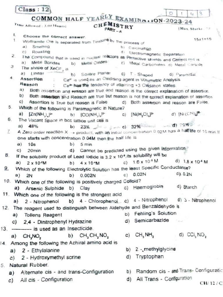 12TH CHEMISTRY MODEL QUESTION PAPER 2023 PDF DOWNLOAD visual data 7