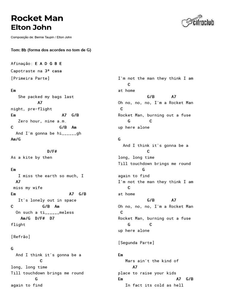 Rocket Man Lyrics and Chords | PDF | Music | Singles (Music)