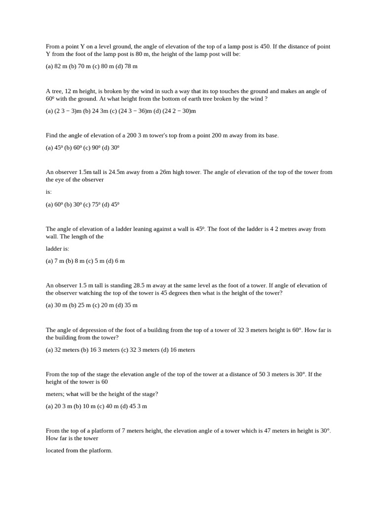 Hights and Distance RAILWAY PREVIOUS BITS | PDF