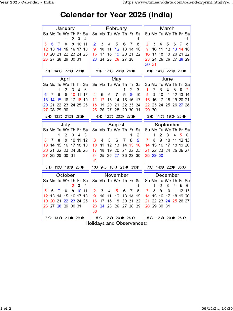 Year 2025 Calendar India PDF Religious Festivals Hindu Worship