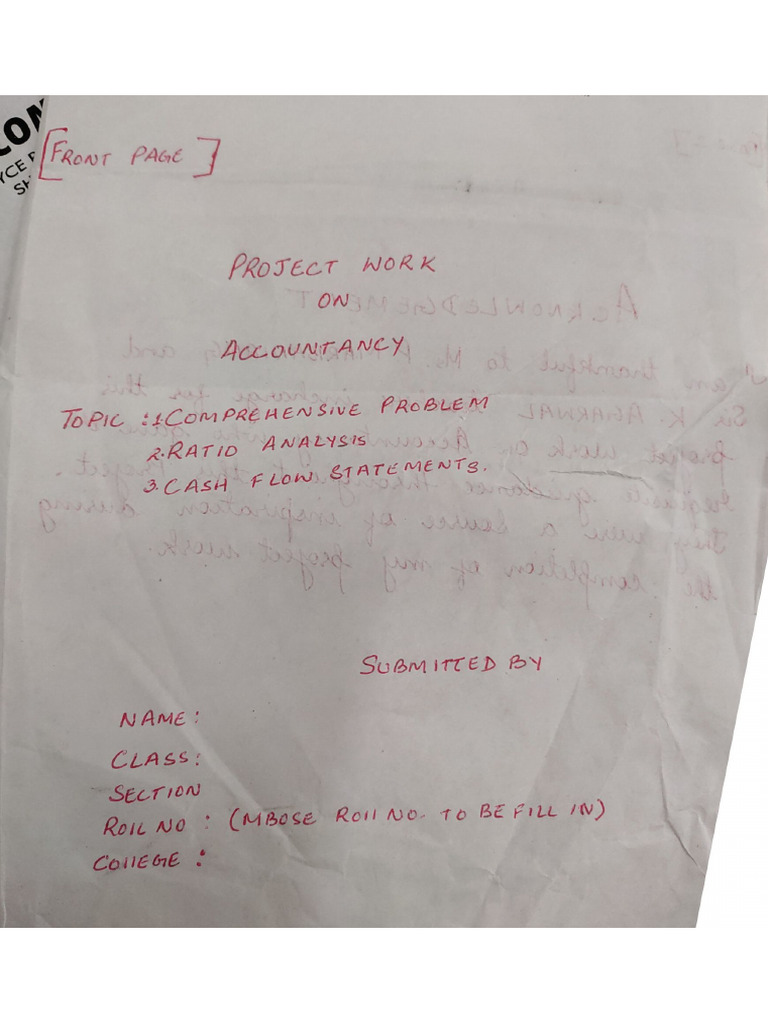 Project Work On Accountancy | PDF