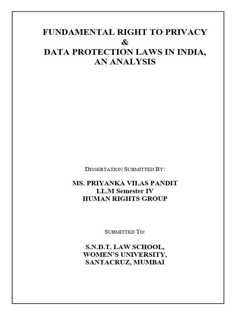 Fundamental Right To Privacy & Data Protection Laws in India, An ...