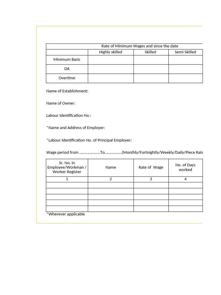 Wage Register Form B and XVII Guide | PDF