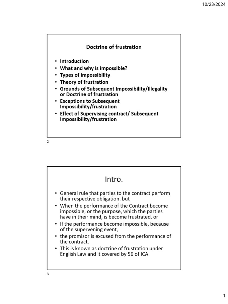 Impossibility and Frustration in Contracts | PDF | Contract Law ...
