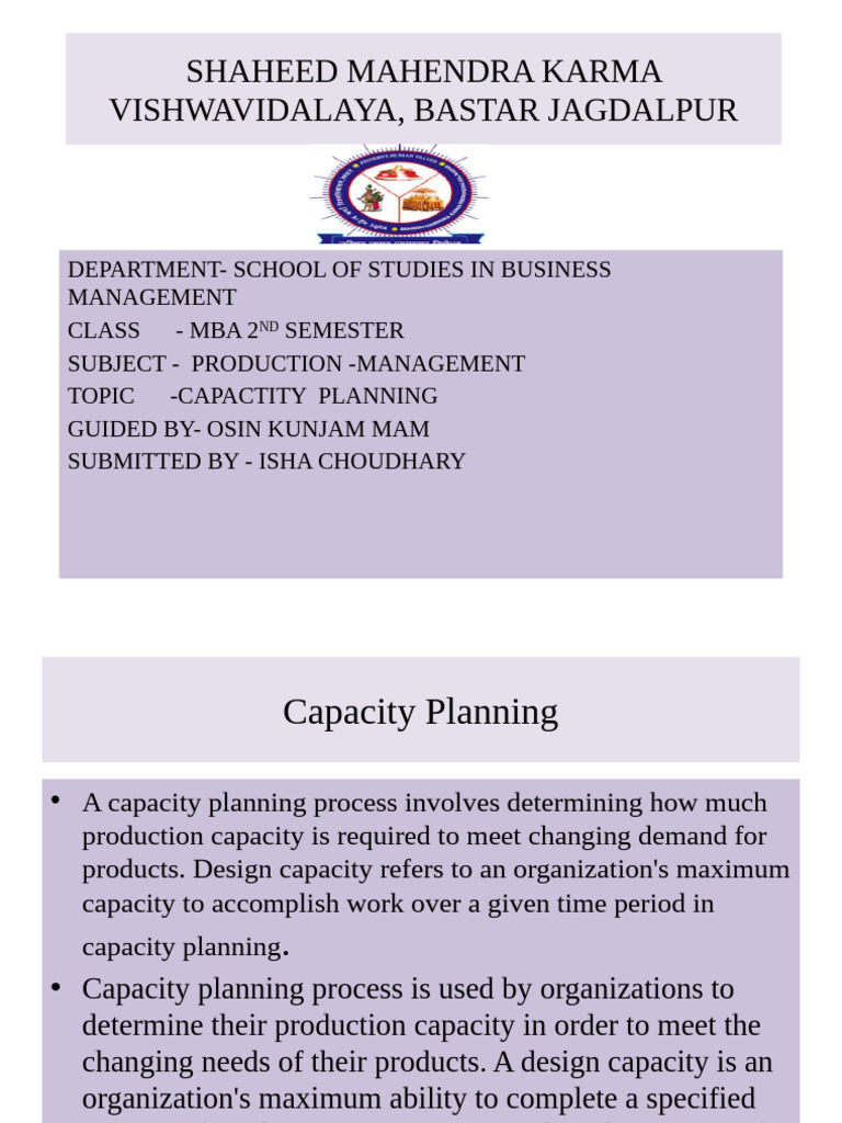 Capacity Planning by Isha | PDF | Economies | Business
