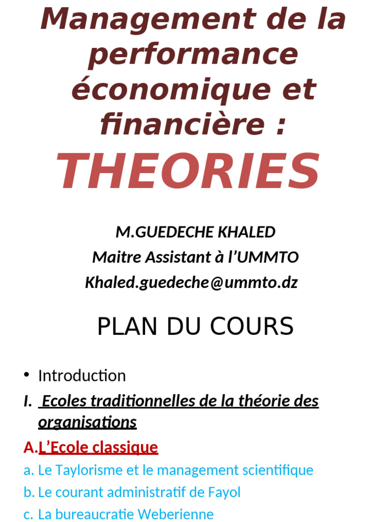 Théories classiques du management économique | PDF | Motivation | Motivant