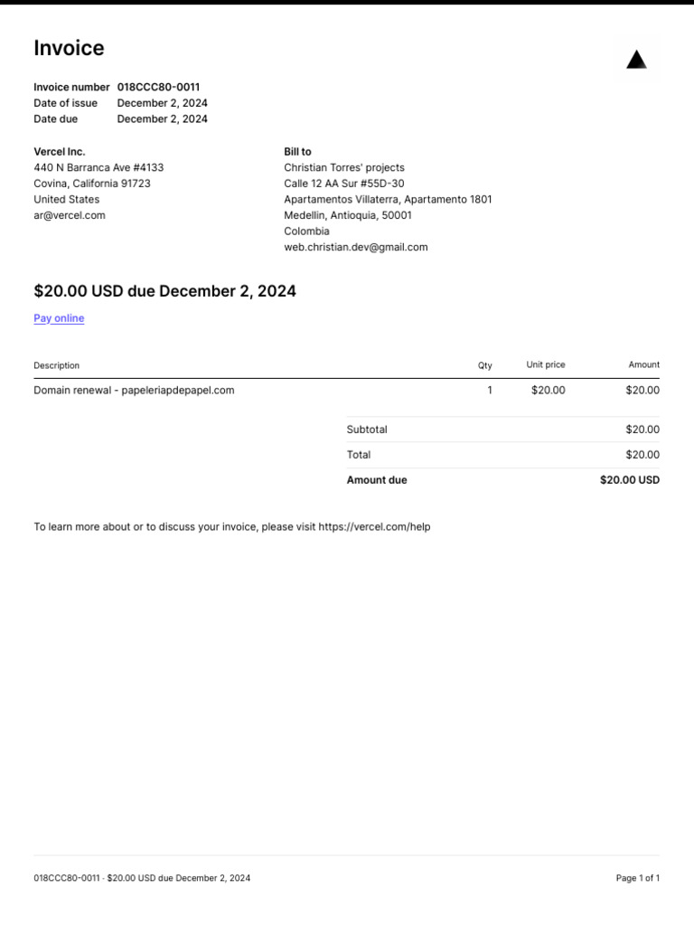 Invoice 018CCC80 0011 | PDF