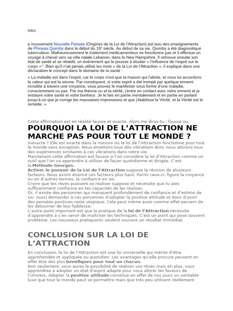 La Loi de l'Attraction : Réalités et Mythes | PDF | Loi de l'attraction ...