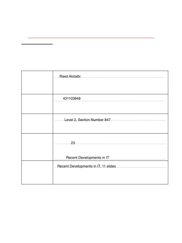 Recent IT Developments Presentation Report | PDF | Public Speaking ...