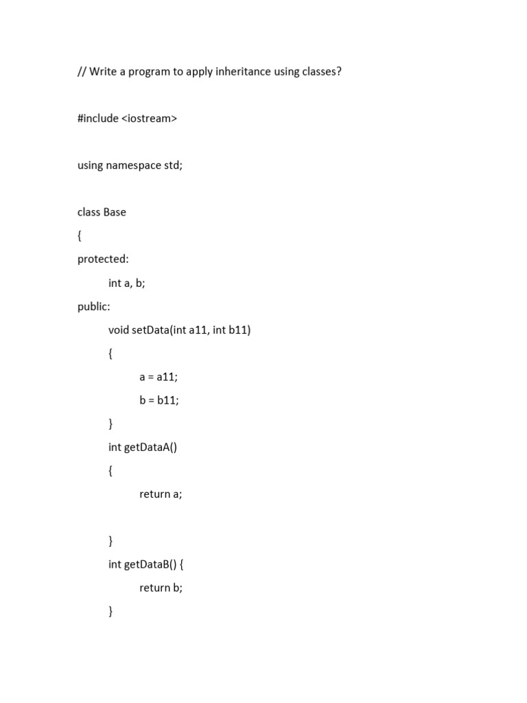 C++ Inheritance Examples with Classes | PDF