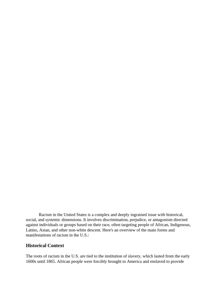 Understanding Racism in America | PDF | Discrimination & Race Relations ...