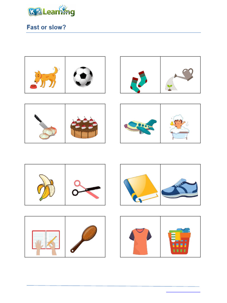 Fast and Slow Activities for Grade 1 | PDF