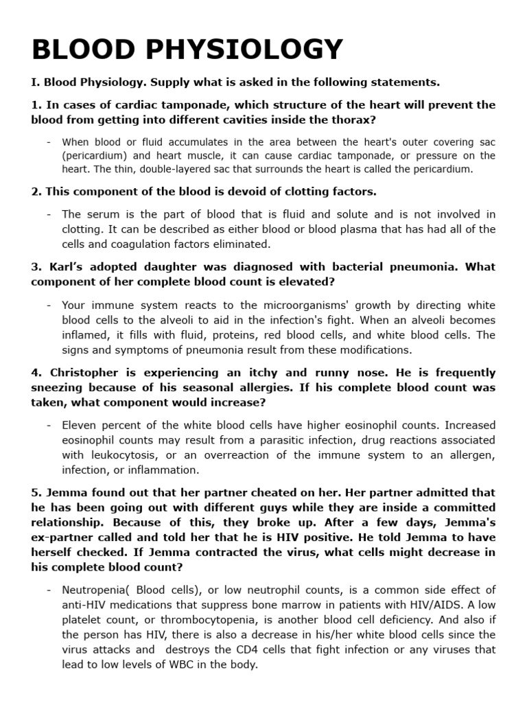 Blood Physiology Pdf White Blood Cell Vein