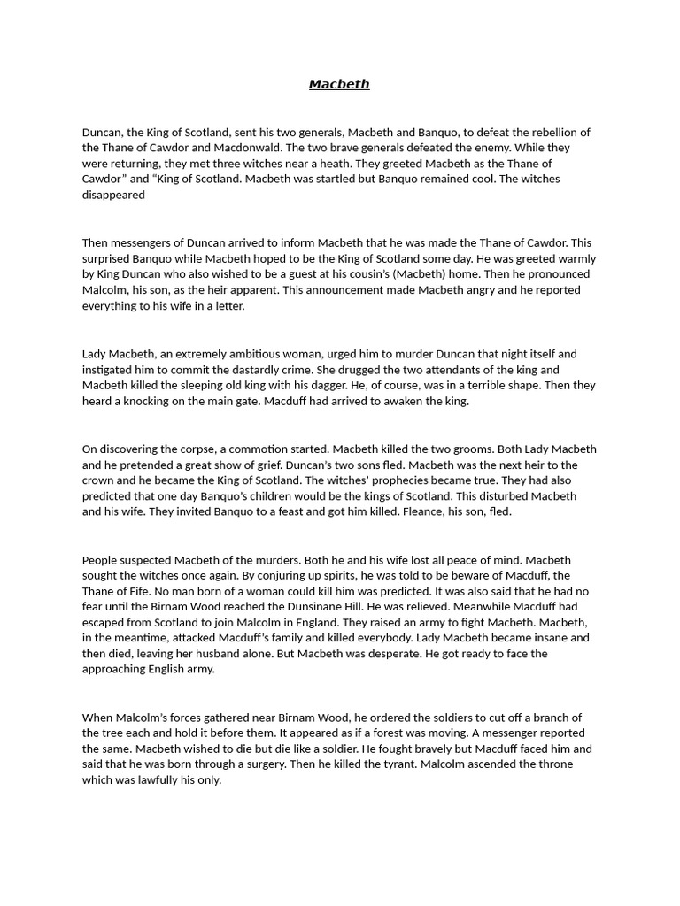 Macbeth Pdf Macbeth Shakespearean Tragedies