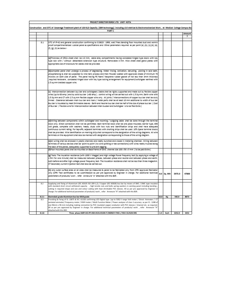Electrical Work Specifications for STP Project | PDF | Electrical ...