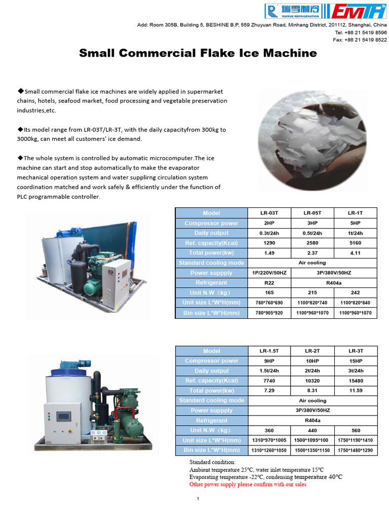 Small Commercial Ice Machines Overview | PDF | Refrigeration | Ice